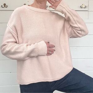 Chelsea & Theodore 100% Cotton Sweater. Pink/ Peach/ Cream Color. Size L.